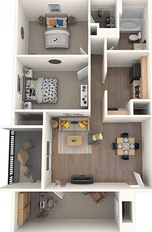 Holly Floorplan- 966 square foot two bedroom one bath Holly Floorplan- 966 square foot two bedroom one bath