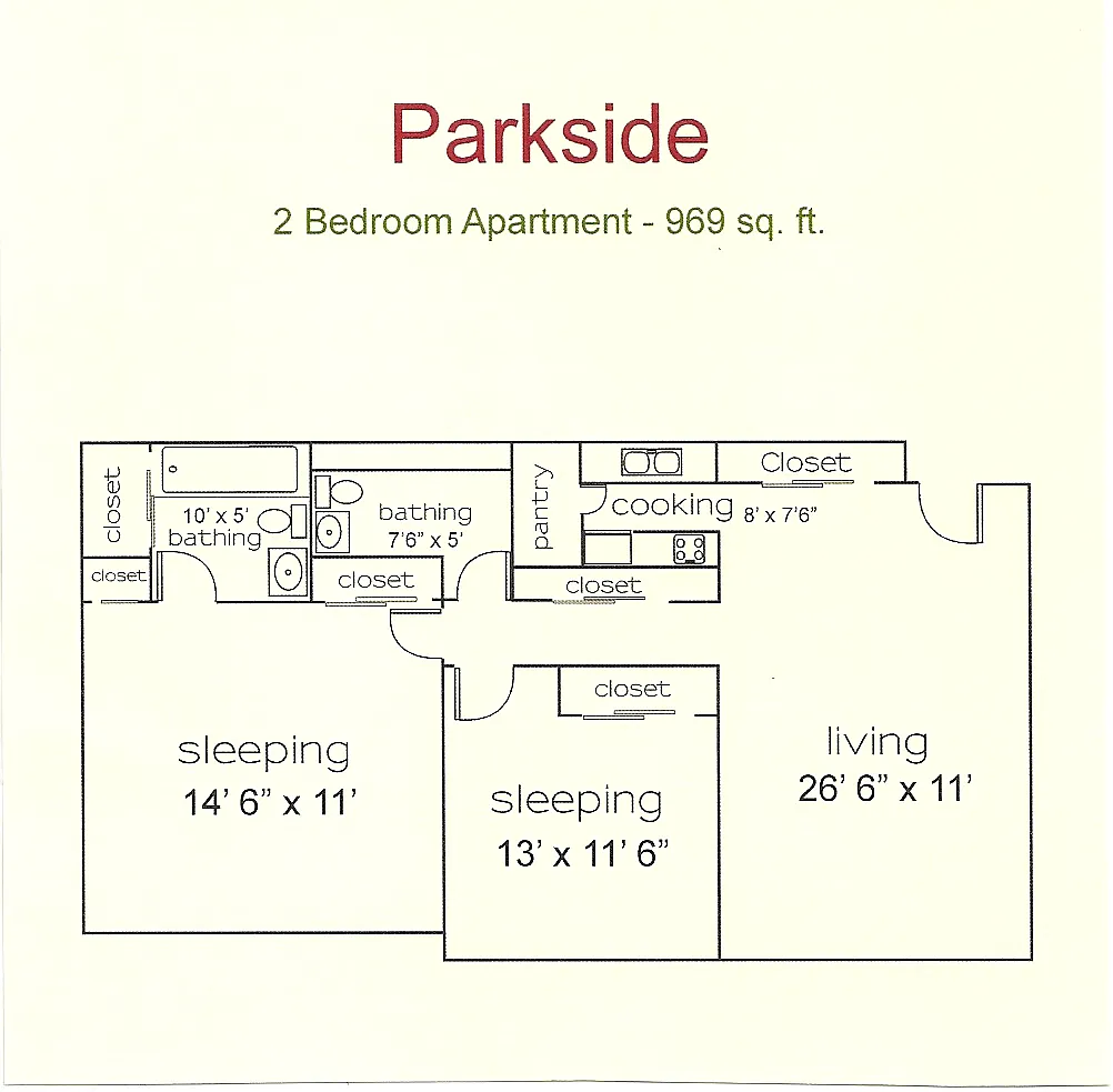 Floor plan 2 Bedroom Parkside