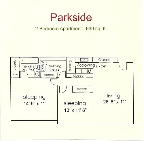 Floor plan 2 Bedroom Parkside