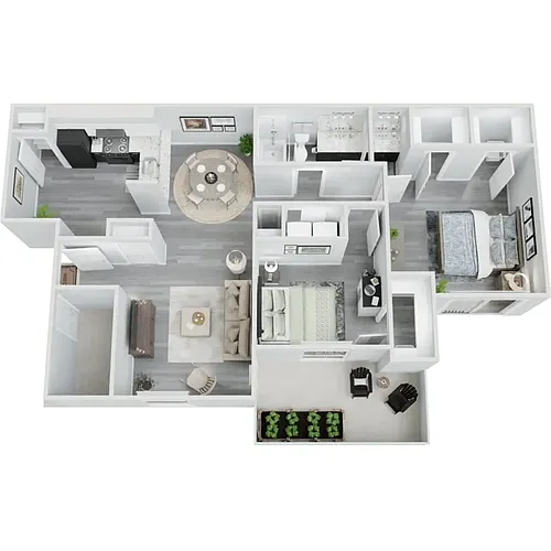 Floor plan Two Bedroom One Bath - B1 A