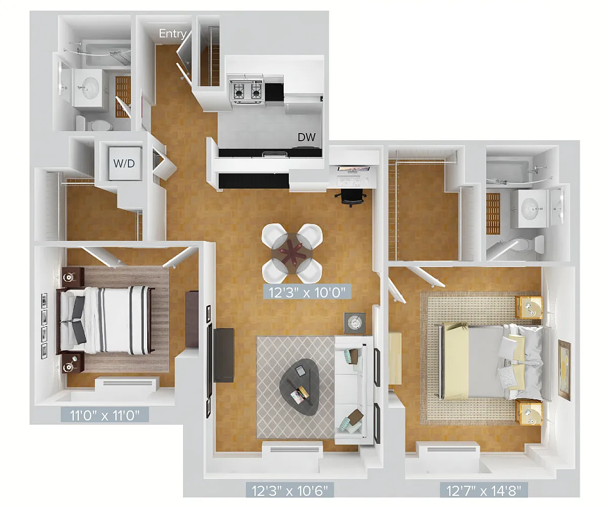 Floor plan B2-1037-2bath