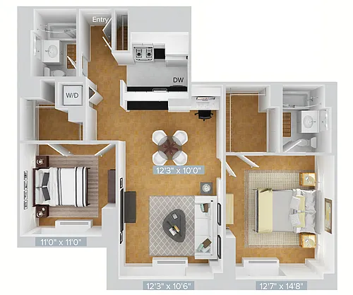 Floor plan B2-1037-2bath