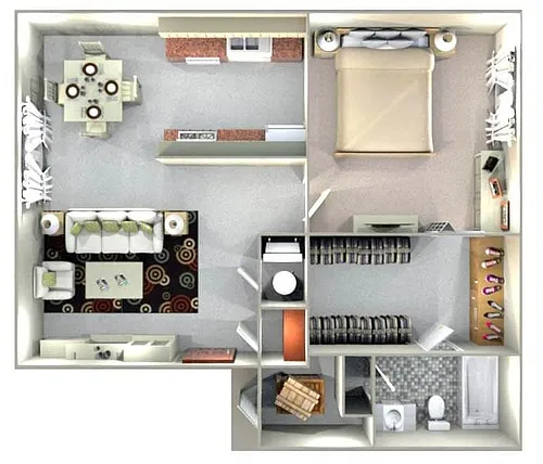 Floor plan Diamond 1 Bed 1 Bath