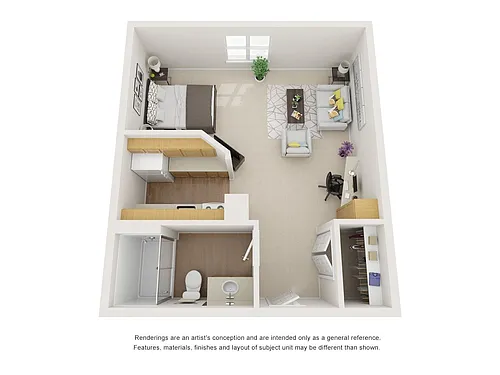 Floor plan Furnished Studio Long Term 8 Months or More