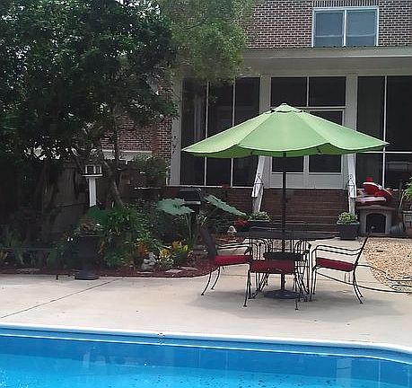Salt water pool with patio