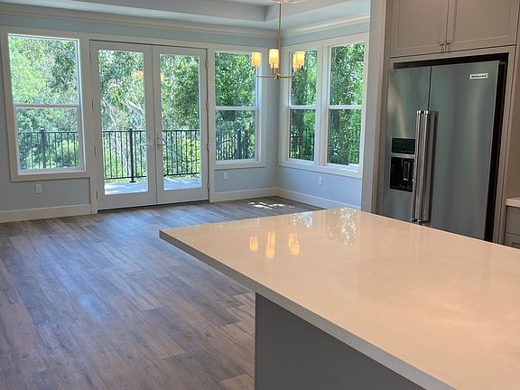 Kitchen island looking into dining
