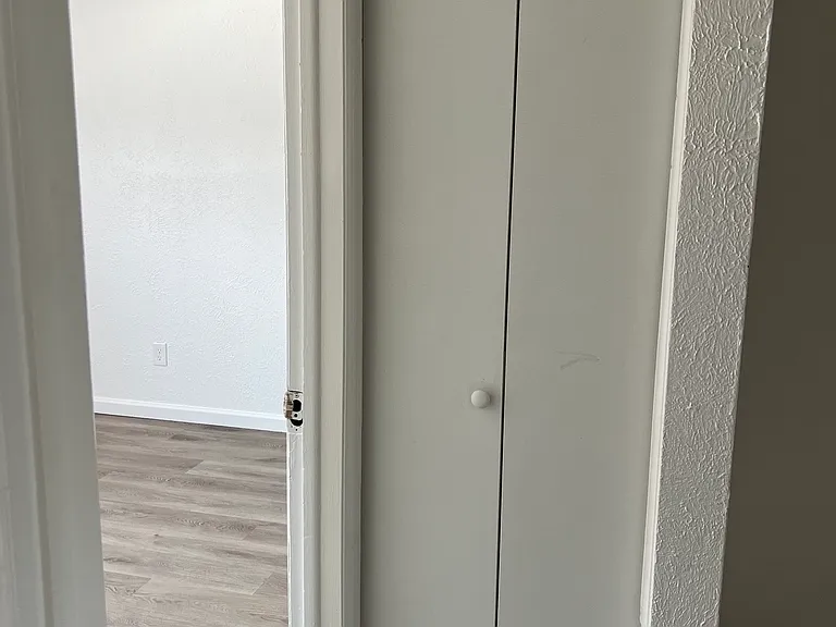 Upstairs hallway storage closet.