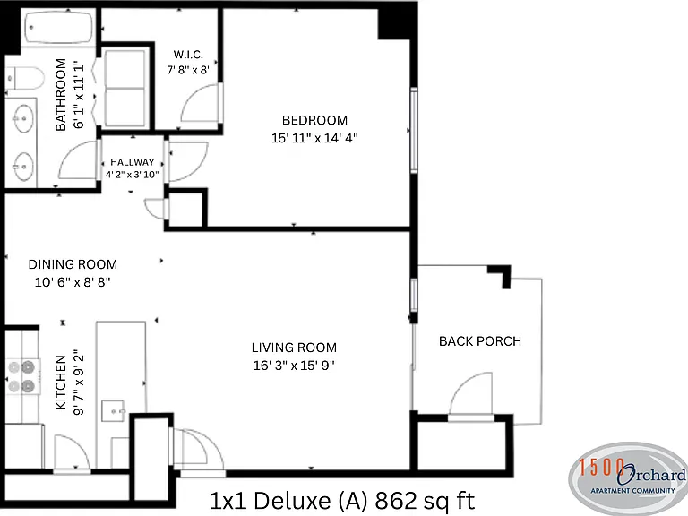 1x1 Deluxe (A) l 862 sq ft l 1500 Orchard 1x1 Deluxe (A) l 862 sq ft l 1500 Orchard