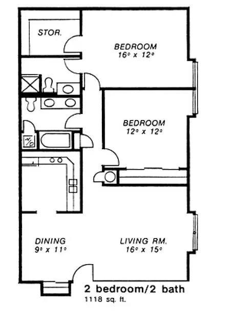 Floor plan Two Bed Two Bath
