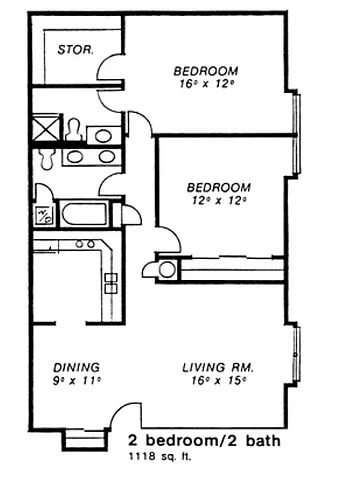 Floor plan Two Bed Two Bath