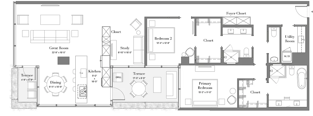 Floor plan 20-21 | 2B-39 | 2 Bed | 2.5 Bath