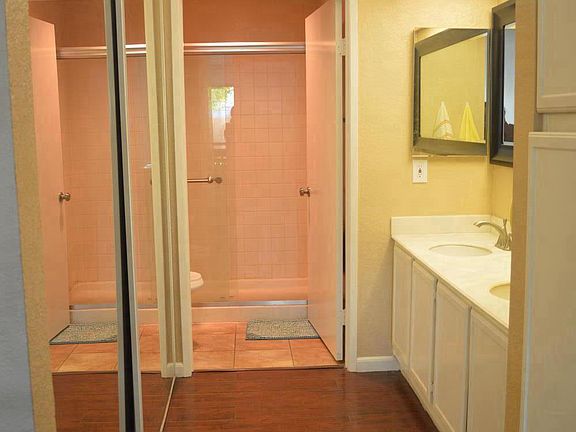 Master bath, double sink, private shower area, large closet