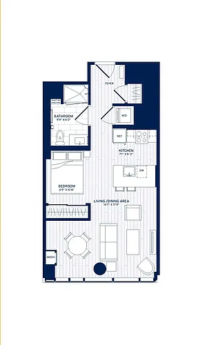 Floor plan JR 1 Bed-C2