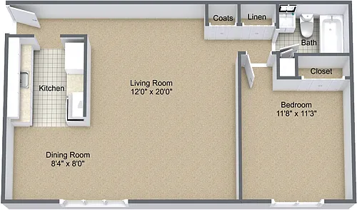 Floor plan One Bedroom Deluxe