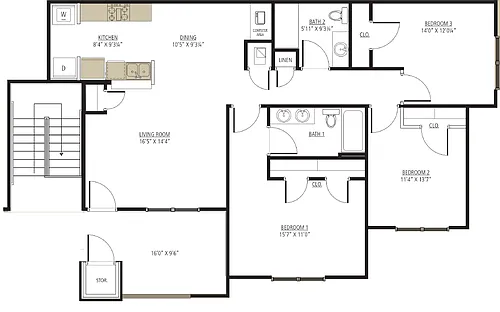 Floor plan 3 Bedroom