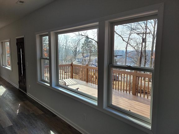 View from the open living room and kitchen