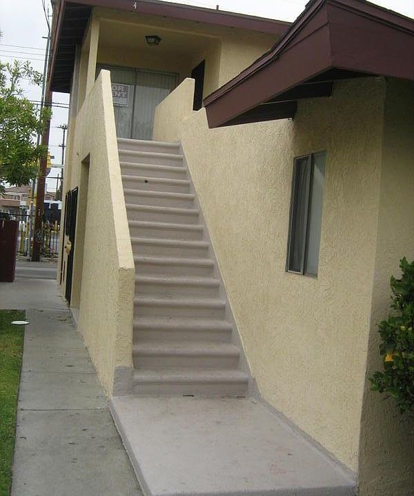 Stairs up to entry
