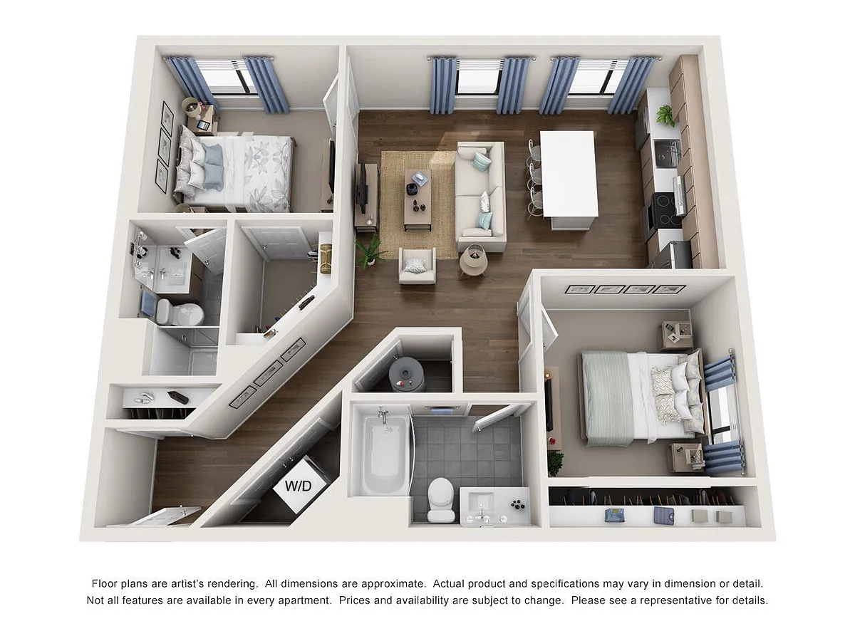 Floor plan 2BD, 2BTH B2