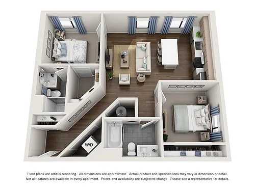 Floor plan 2BD, 2BTH B2