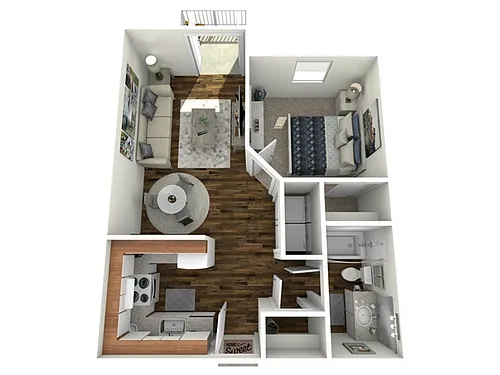 Floor plan 1 Bed, 1 Bath (50% Income Restricted)