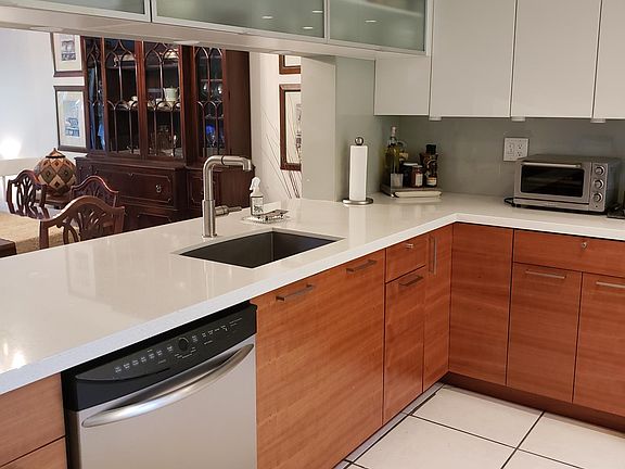 Large European remodeled eat-in kitchen.
