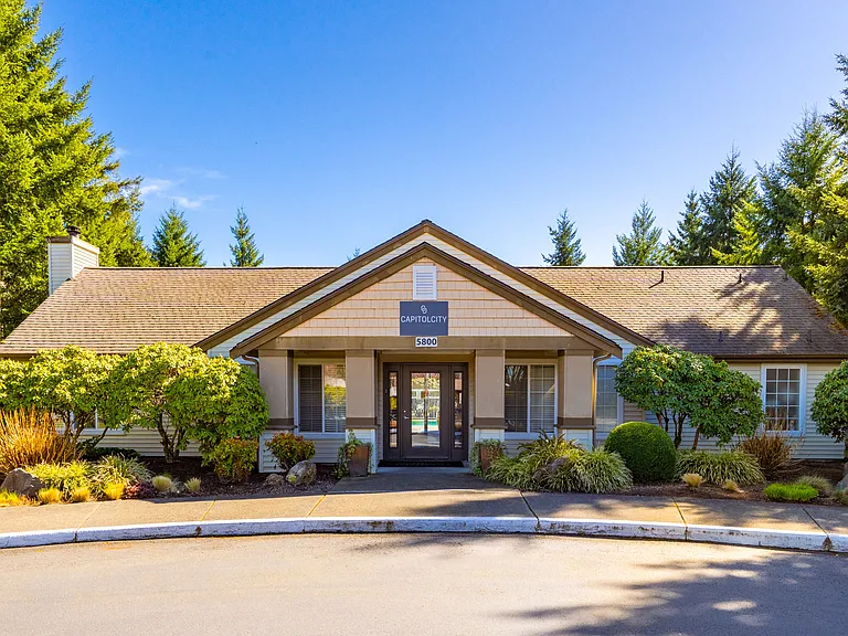 The exterior of our Leasing Office at Capitol City in Lacey, WA
