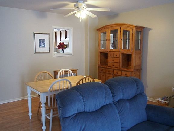 Spacious open-concept living and dining rooms.