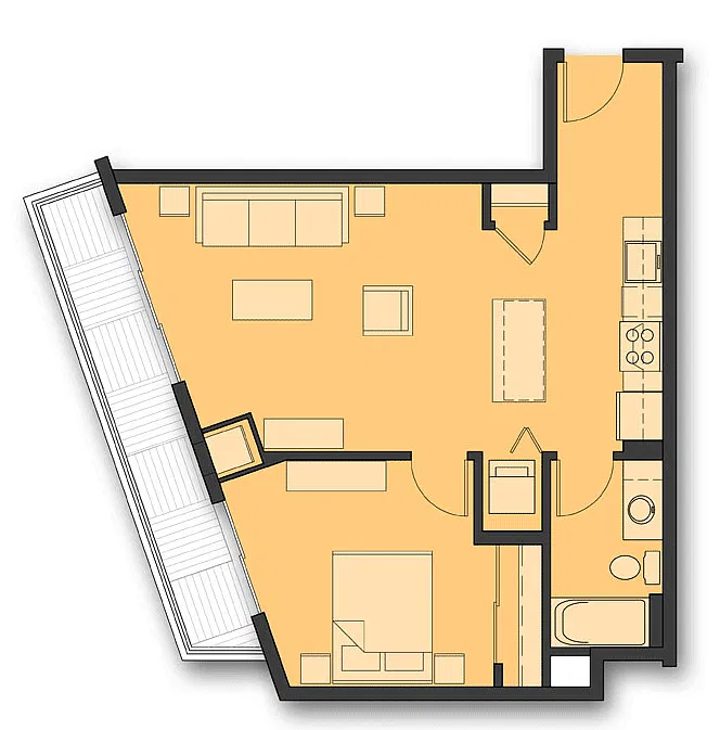 Floor plan One Bedroom B.12