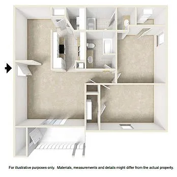 Floor plan Two Beds - Two Baths