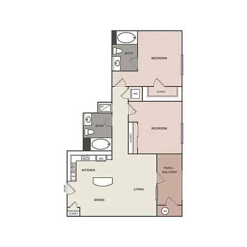 Floor plan 2 Bedrm 2 Bath 1027 Renovated