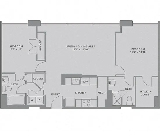 Floor plan 2 Bed/2 Bath-B2