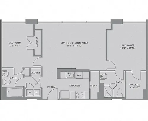 Floor plan 2 Bed/2 Bath-B2