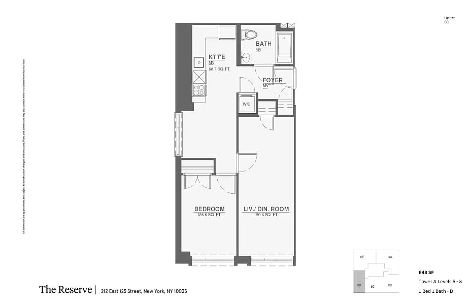 Floor plan 2 Bedroom 1 Bathroom D