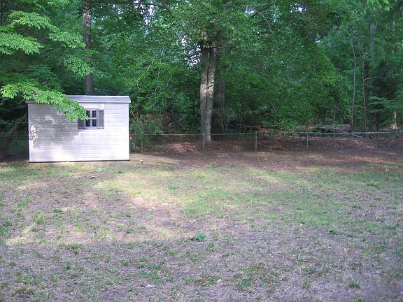 Storage shed in backyard