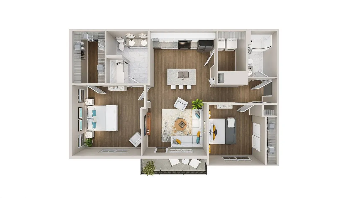 Floor plan 2 Bed 2 Bath B