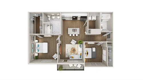 Floor plan 2 Bed 2 Bath B