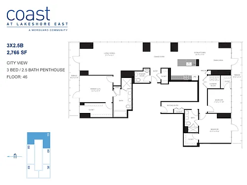 Floor plan 3x2.5B Penthouse