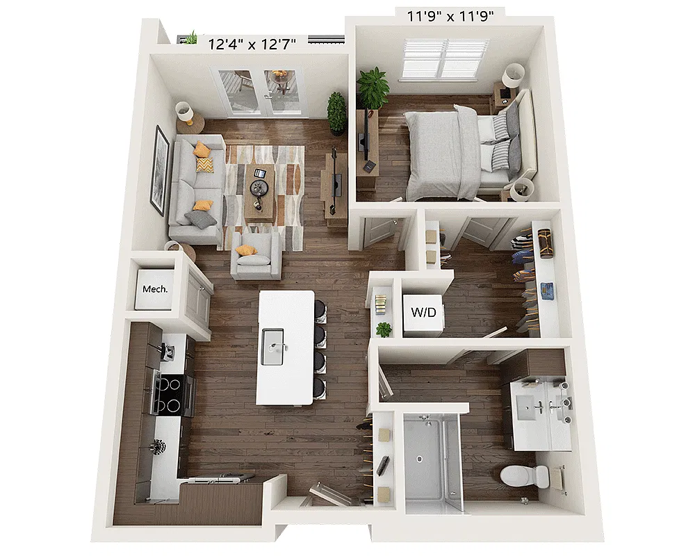Floor plan One Bedroom A1K-III