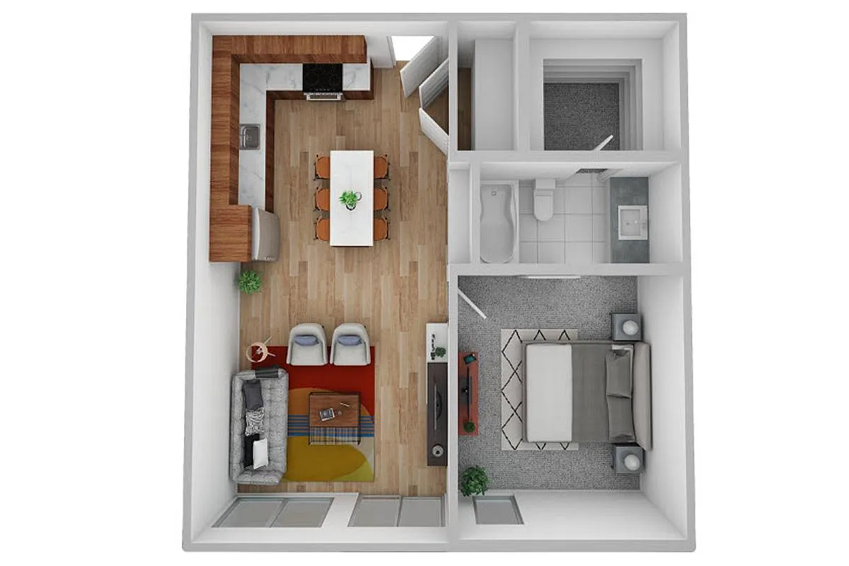 Floor plan One Bedroom 654sf