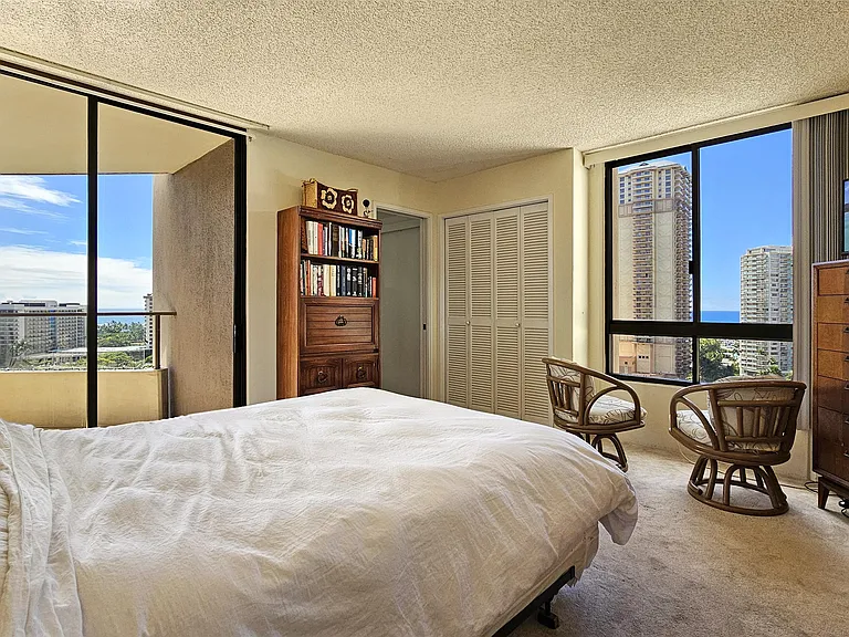 Master Bedroom, Lanai entrance, partial ocean view