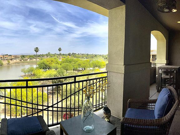 full patio view with view on pond