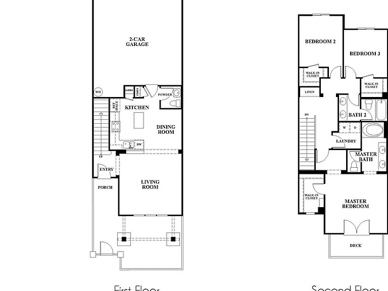 Three-Bedroom, Two and a Half Bathroom 2D Floor Plan Three-Bedroom, Two and a Half Bathroom 2D Floor Plan