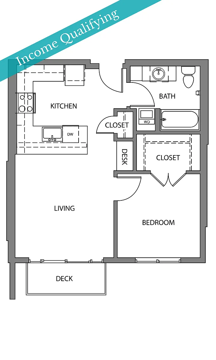 Floor plan 1 Bed/1 Bath-MFTE-C15