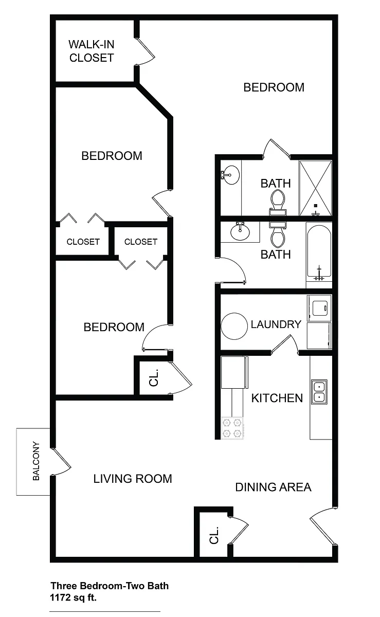 Floor plan 3 Bed 2 Bath
