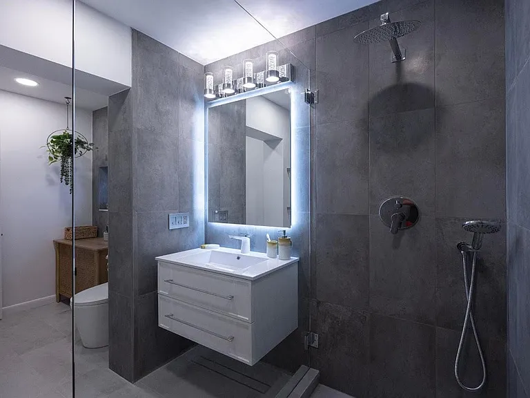 Master bedroom #2 with private full size bathroom with walk-in shower (glass wall).
