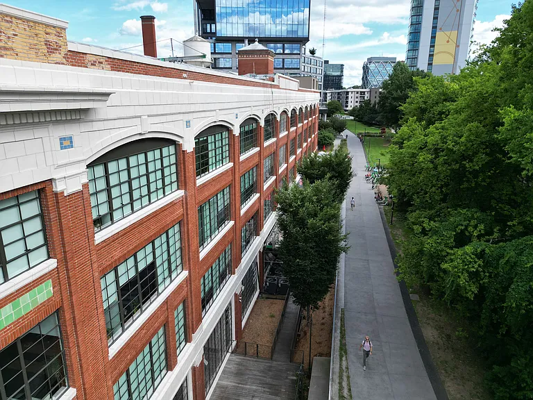 Exterior Beltline view of factory windows