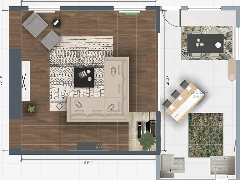 Great room/Kitchen combination floor plan