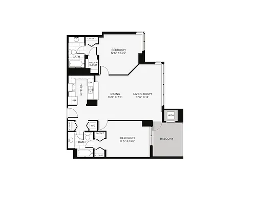 Floor plan 2 Bed/2 Bath-2A Emerald