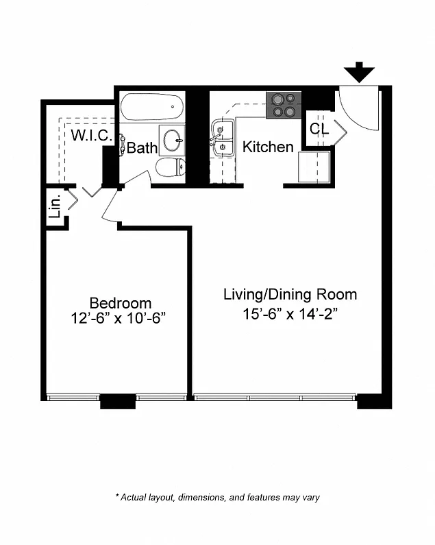 Floor plan 1 Bed 1 Bath A
