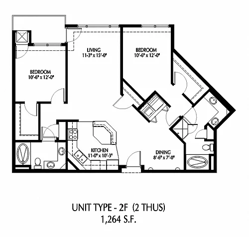 Floor plan Two Bedroom - F